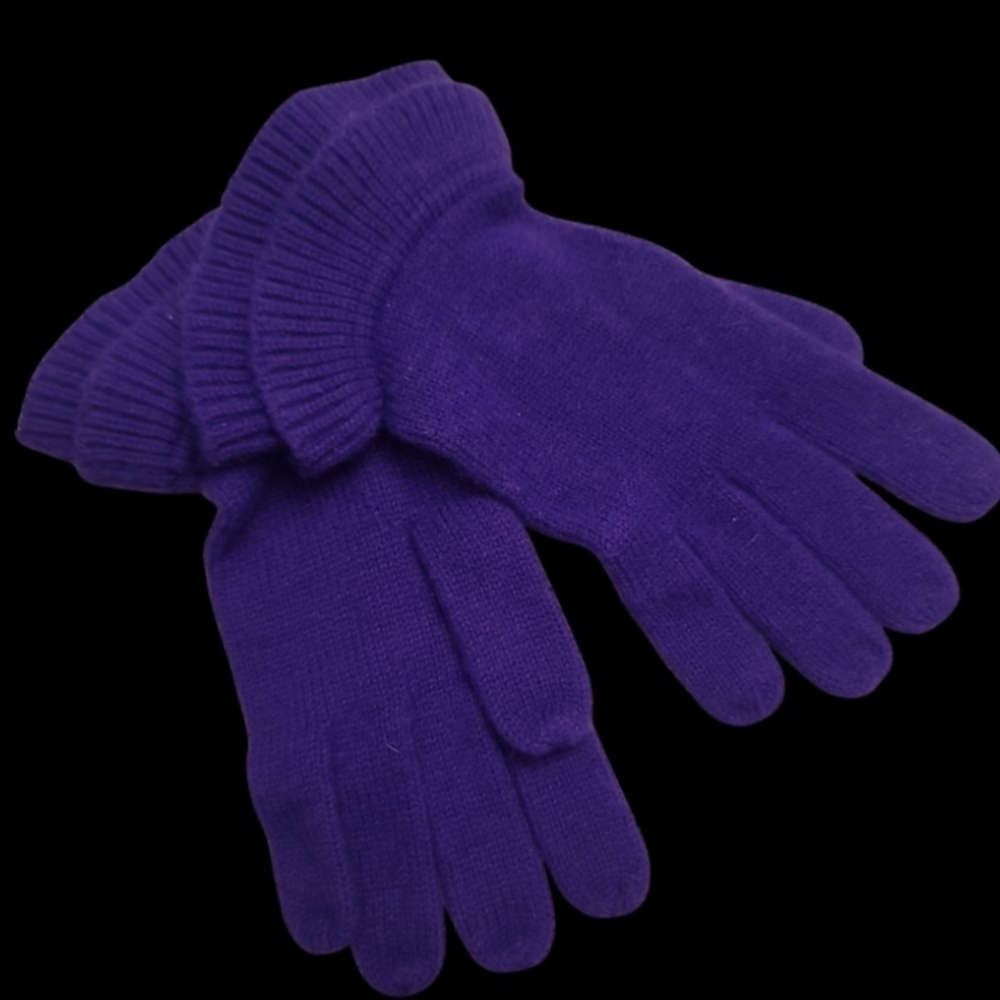 Talbots Vibrant Purple Knit Ruffled Gloves NWOT *free gift w/purchase* - Picture 3 of 7
